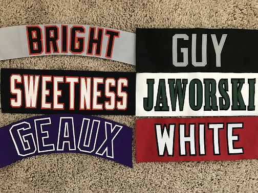 ANY NAME for a Nameplate on a Football or Hockey Jersey 3" WHITE Twill Letters 